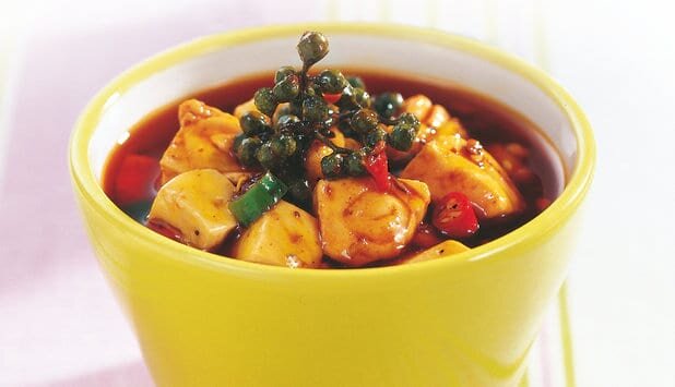 麻婆三文鱼豆腐