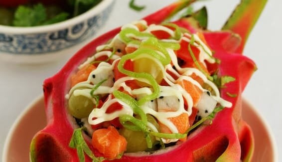 三文鱼小番茄火龙果沙拉