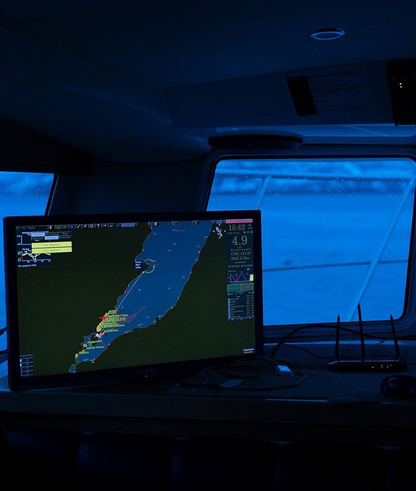 操舵室的 GPS 显示器